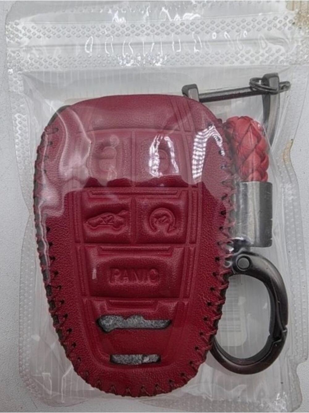 Vitodeco Red Genuine Leather 5 Button Key Fob Cover Case NWT Keychain